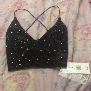 Velvet Galaxy print crop cami